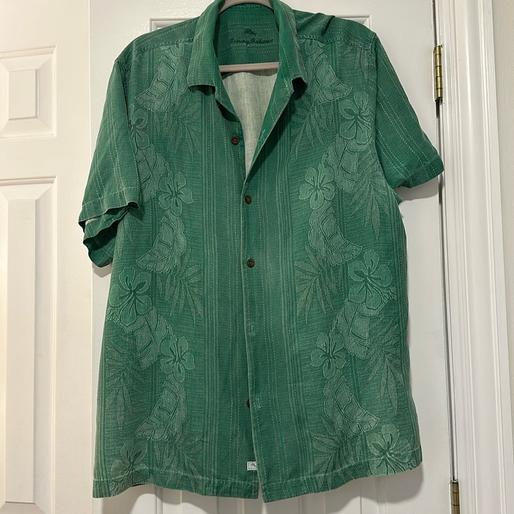 100% Silk Green Tommy Bahama Shirt